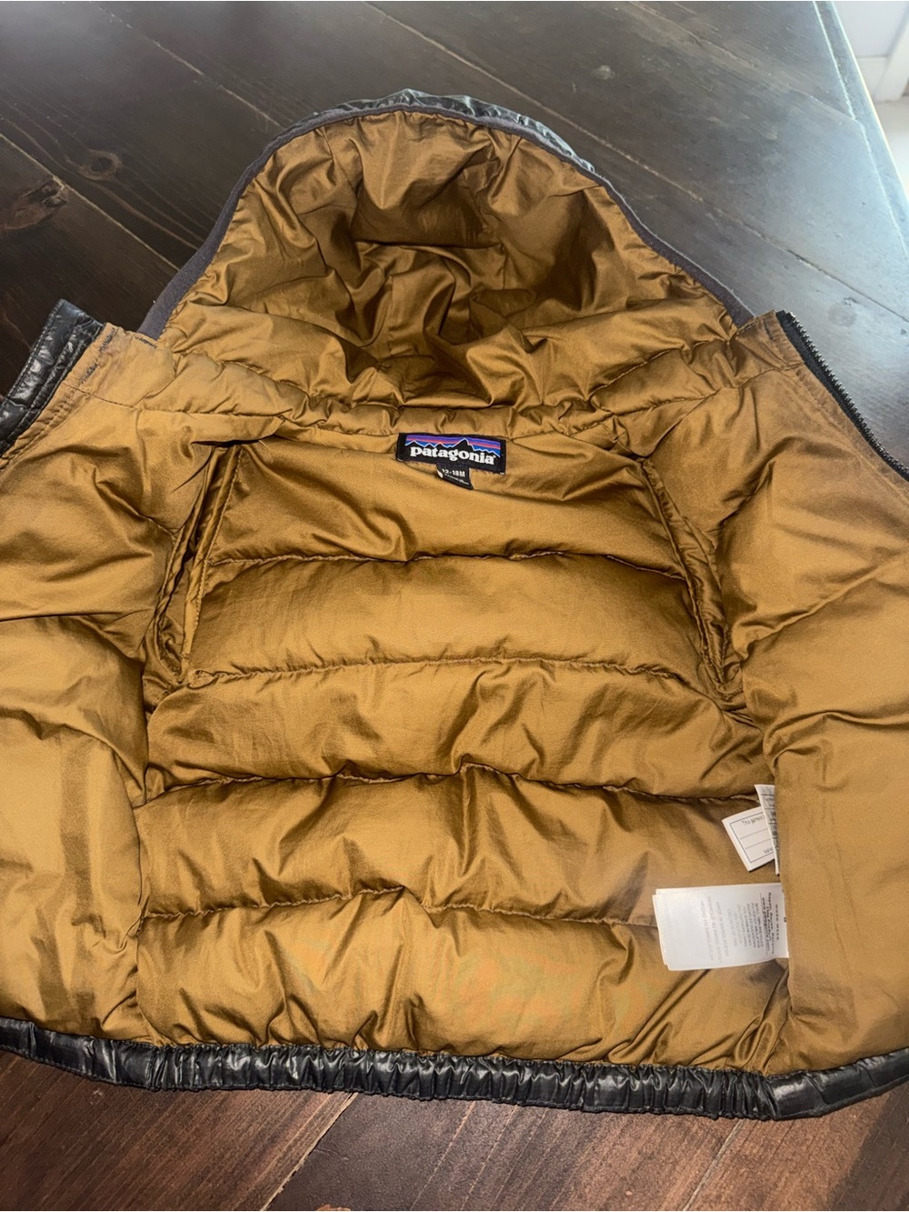 Patagonia Goose Down Toddler Grey Hooded Jacket 12/18 Month - Picture 5 of 6